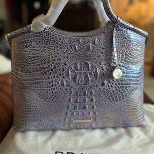 Brahmin Iridescent Purple Croc-Embossed Tote